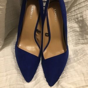 Blue suede heels
